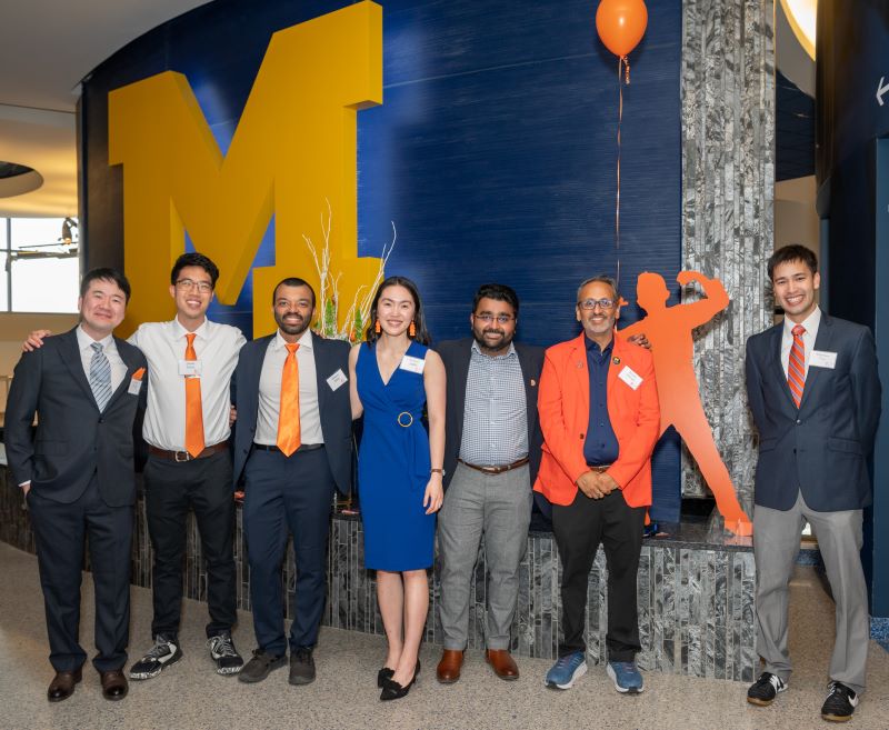 Joanna Lum with Venneti Lab colleagues (Dr. Chan Chung, Derek Dang, Dr. Mateus Mota, Dr. Siva Natarajan, Dr. Sriram Venneti, and Matt Pun)  at the ChadTough Gala